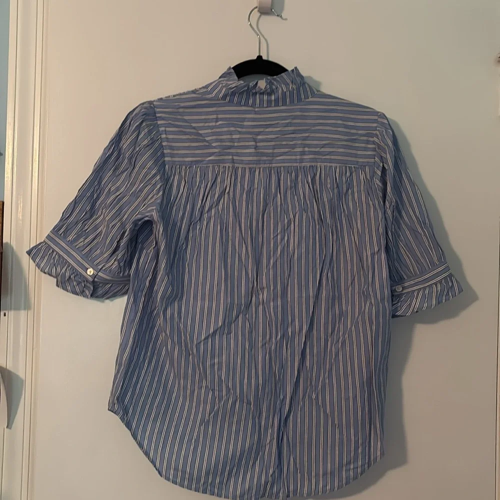 Ann Taylor Striped Ruffle Blouse - Picture 3 of 3